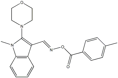 1-methyl-3-({[(4-methylbenzoyl)oxy]imino}methyl)-2-morpholino-1H-indole 结构式