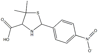 5,5-dimethyl-2-(4-nitrophenyl)-1,3-thiazolane-4-carboxylic acid 结构式