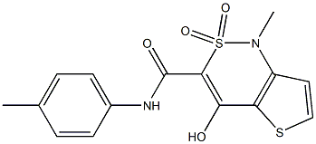 4-hydroxy-1-methyl-N-(4-methylphenyl)-2,2-dioxo-1,2-dihydro-2lambda~6~-thieno[3,2-c][1,2]thiazine-3-carboxamide 结构式