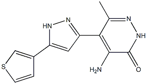 4-amino-6-methyl-5-[5-(3-thienyl)-1H-pyrazol-3-yl]-2,3-dihydropyridazin-3-one 结构式