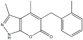 3,4-dimethyl-5-(2-methylbenzyl)pyrano[2,3-c]pyrazol-6(1H)-one 结构式