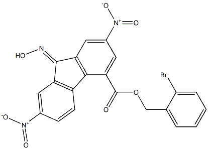 2-bromobenzyl 9-hydroxyimino-2,7-dinitro-9H-4-fluorenecarboxylate 结构式