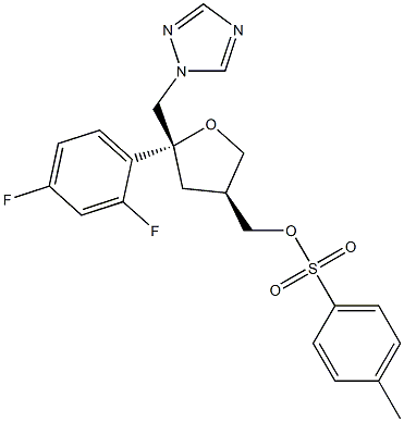 (5R-cis)-Toluene-4-sulfonic acid-5-(2,4-difluoro-phenyl)-5-[1,2,4]triazol-1-ylmethyl-tetrahydro-furan-3-ylmethyl ester 结构式