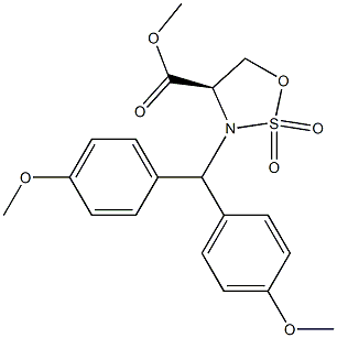 Methyl (R)-3-[Bis(4-Methoxyphenyl)Methyl]-2,2-Dioxo-[1,2,3]Oxathiazolidine-4-Carboxylate 结构式