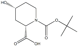 (2S,4R)-1-(tert-butoxycarbonyl)-4-hydroxypiperidine-2-carboxylic acid 结构式