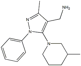 [3-methyl-5-(3-methylpiperidin-1-yl)-1-phenyl-1H-pyrazol-4-yl]methanamine 结构式