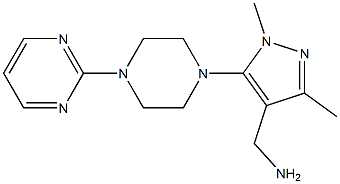 {1,3-dimethyl-5-[4-(pyrimidin-2-yl)piperazin-1-yl]-1H-pyrazol-4-yl}methanamine 结构式