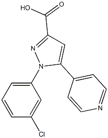 1-(3-chlorophenyl)-5-(pyridin-4-yl)-1H-pyrazole-3-carboxylic acid 结构式