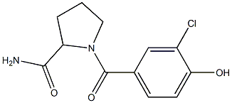 1-[(3-chloro-4-hydroxyphenyl)carbonyl]pyrrolidine-2-carboxamide 结构式