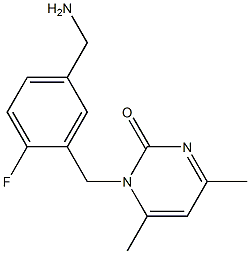 1-{[5-(aminomethyl)-2-fluorophenyl]methyl}-4,6-dimethyl-1,2-dihydropyrimidin-2-one 结构式