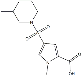 1-methyl-4-[(3-methylpiperidin-1-yl)sulfonyl]-1H-pyrrole-2-carboxylic acid 结构式