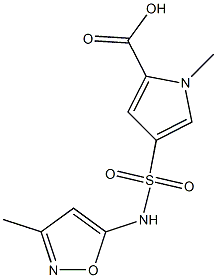 1-methyl-4-{[(3-methylisoxazol-5-yl)amino]sulfonyl}-1H-pyrrole-2-carboxylic acid 结构式