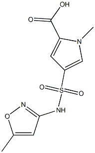 1-methyl-4-{[(5-methylisoxazol-3-yl)amino]sulfonyl}-1H-pyrrole-2-carboxylic acid 结构式