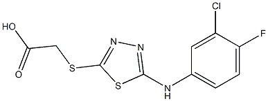 2-({5-[(3-chloro-4-fluorophenyl)amino]-1,3,4-thiadiazol-2-yl}sulfanyl)acetic acid 结构式