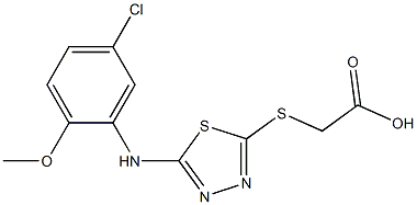 2-({5-[(5-chloro-2-methoxyphenyl)amino]-1,3,4-thiadiazol-2-yl}sulfanyl)acetic acid 结构式