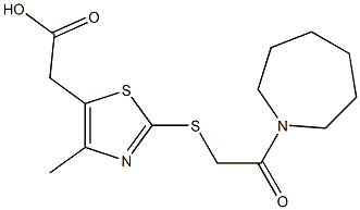 2-(2-{[2-(azepan-1-yl)-2-oxoethyl]sulfanyl}-4-methyl-1,3-thiazol-5-yl)acetic acid 结构式