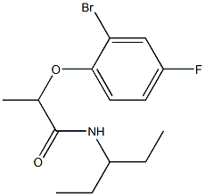 2-(2-bromo-4-fluorophenoxy)-N-(pentan-3-yl)propanamide 结构式