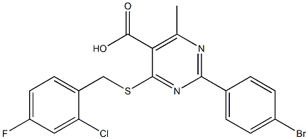 2-(4-bromophenyl)-4-[(2-chloro-4-fluorobenzyl)thio]-6-methylpyrimidine-5-carboxylic acid 结构式