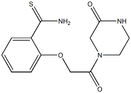 2-[2-oxo-2-(3-oxopiperazin-1-yl)ethoxy]benzenecarbothioamide 结构式