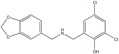2-{[(2H-1,3-benzodioxol-5-ylmethyl)amino]methyl}-4,6-dichlorophenol 结构式