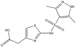 2-{2-[(3,5-dimethyl-1H-pyrazole-4-)sulfonamido]-1,3-thiazol-4-yl}acetic acid 结构式