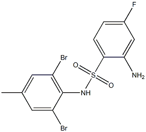 2-amino-N-(2,6-dibromo-4-methylphenyl)-4-fluorobenzene-1-sulfonamide 结构式