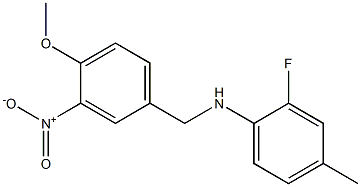 2-fluoro-N-[(4-methoxy-3-nitrophenyl)methyl]-4-methylaniline 结构式