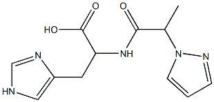 3-(1H-imidazol-4-yl)-2-[2-(1H-pyrazol-1-yl)propanamido]propanoic acid 结构式