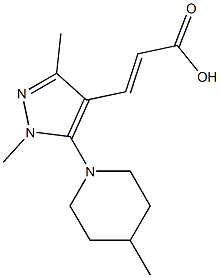 3-[1,3-dimethyl-5-(4-methylpiperidin-1-yl)-1H-pyrazol-4-yl]prop-2-enoic acid 结构式