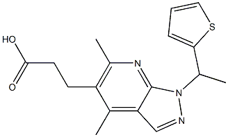 3-[4,6-dimethyl-1-(1-thien-2-ylethyl)-1H-pyrazolo[3,4-b]pyridin-5-yl]propanoic acid 结构式