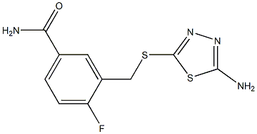 3-{[(5-amino-1,3,4-thiadiazol-2-yl)sulfanyl]methyl}-4-fluorobenzamide 结构式