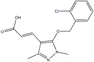 3-{5-[(2-chlorophenyl)methoxy]-1,3-dimethyl-1H-pyrazol-4-yl}prop-2-enoic acid 结构式