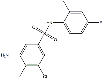 3-amino-5-chloro-N-(4-fluoro-2-methylphenyl)-4-methylbenzene-1-sulfonamide 结构式