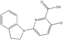 3-chloro-6-(2,3-dihydro-1H-indol-1-yl)pyridine-2-carboxylic acid 结构式