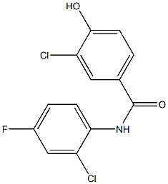 3-chloro-N-(2-chloro-4-fluorophenyl)-4-hydroxybenzamide 结构式