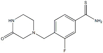 3-fluoro-4-[(3-oxopiperazin-1-yl)methyl]benzenecarbothioamide 结构式