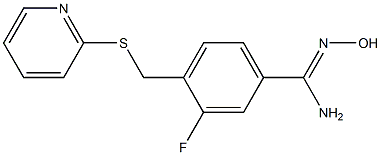 3-fluoro-N'-hydroxy-4-[(pyridin-2-ylsulfanyl)methyl]benzene-1-carboximidamide 结构式