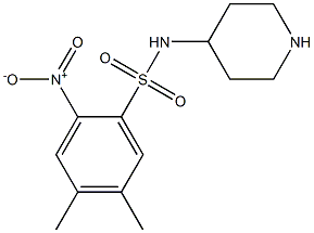 4,5-dimethyl-2-nitro-N-(piperidin-4-yl)benzene-1-sulfonamide 结构式