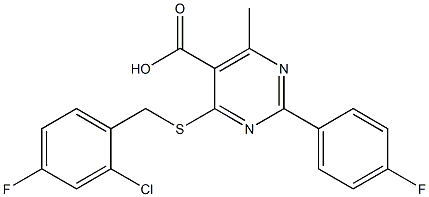 4-[(2-chloro-4-fluorobenzyl)thio]-2-(4-fluorophenyl)-6-methylpyrimidine-5-carboxylic acid 结构式