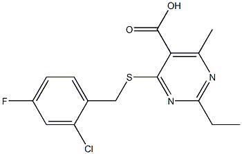 4-[(2-chloro-4-fluorobenzyl)thio]-2-ethyl-6-methylpyrimidine-5-carboxylic acid 结构式