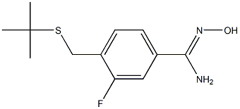 4-[(tert-butylsulfanyl)methyl]-3-fluoro-N'-hydroxybenzene-1-carboximidamide 结构式