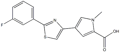 4-[2-(3-fluorophenyl)-1,3-thiazol-4-yl]-1-methyl-1H-pyrrole-2-carboxylic acid 结构式