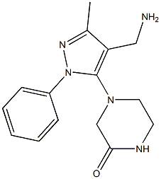 4-[4-(aminomethyl)-3-methyl-1-phenyl-1H-pyrazol-5-yl]piperazin-2-one 结构式