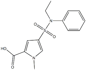 4-{[ethyl(phenyl)amino]sulfonyl}-1-methyl-1H-pyrrole-2-carboxylic acid 结构式