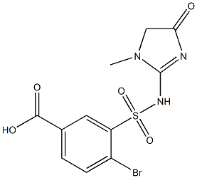 4-bromo-3-[(1-methyl-4-oxo-4,5-dihydro-1H-imidazol-2-yl)sulfamoyl]benzoic acid 结构式