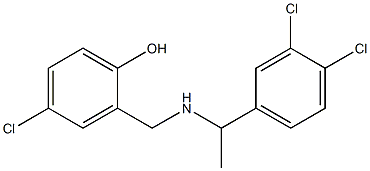 4-chloro-2-({[1-(3,4-dichlorophenyl)ethyl]amino}methyl)phenol 结构式