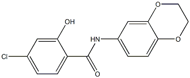 4-chloro-N-(2,3-dihydro-1,4-benzodioxin-6-yl)-2-hydroxybenzamide 结构式