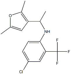 4-chloro-N-[1-(2,5-dimethylfuran-3-yl)ethyl]-2-(trifluoromethyl)aniline 结构式