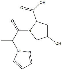 4-hydroxy-1-[2-(1H-pyrazol-1-yl)propanoyl]pyrrolidine-2-carboxylic acid 结构式