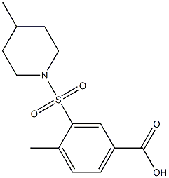 4-methyl-3-[(4-methylpiperidine-1-)sulfonyl]benzoic acid 结构式